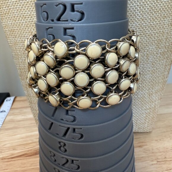 Monet Vintage Magnetic Bracelet With Yellow Cabochon & Cream Enamel Accents Size - Picture 4 of 12